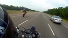 Motorcycle Wheelie Crash at On Highway