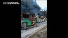 Evacuation buses burned out near Aleppo