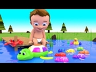 Learn Colors for Children with Baby Play Swimming Turtle Toys in Lake 3D Kids Learning Educational