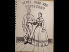speed drawing of a couple taking picture in a Civil War era photoshop