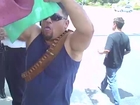 Illegal Mexican Alien makes a fool out of himself, waves Mexican flag at our Support Sheriff Joe protest.