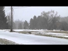 Beginning of heavy wind blown snowstorm in Chardon, Ohio.