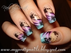 Beautiful Butterfly Tips Easy Ombre French Mani with Butterflies & Tribal Pattern Nail Art Tutorial