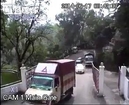 Brakes fail and truck falls off hill...very dangerous accident