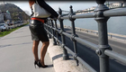 I show you black skirt with fashionable 5,5 inch high heel shoes in sunshine