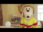 Sparky the Fire Dog® shows how to find out the age of a smoke alarm